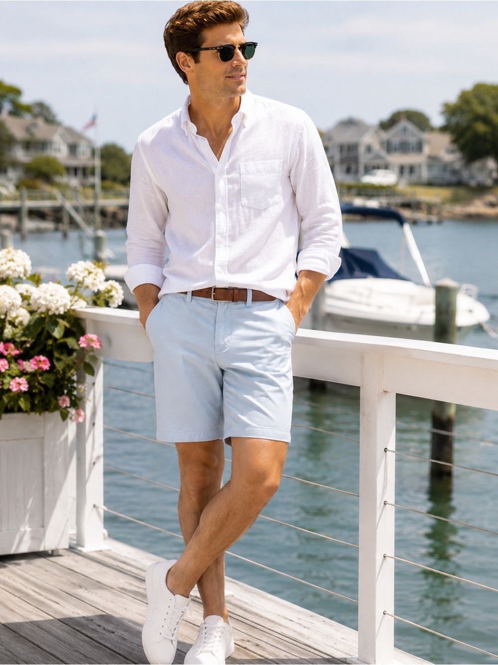 J.Crew Stretch Chino Shorts Men’s 33 Light Blue Flat Front Cotton Casual Preppy